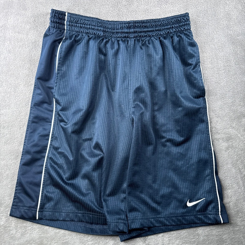 Nike Basketball Shorts Mens Medium Navy Blue Silky Dazzle Pinstripe 44394-452